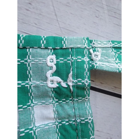 Vintage Green Checked Plaid Half Waist Arpon Great Details Countrycore Farmhous - Picture 14 of 14